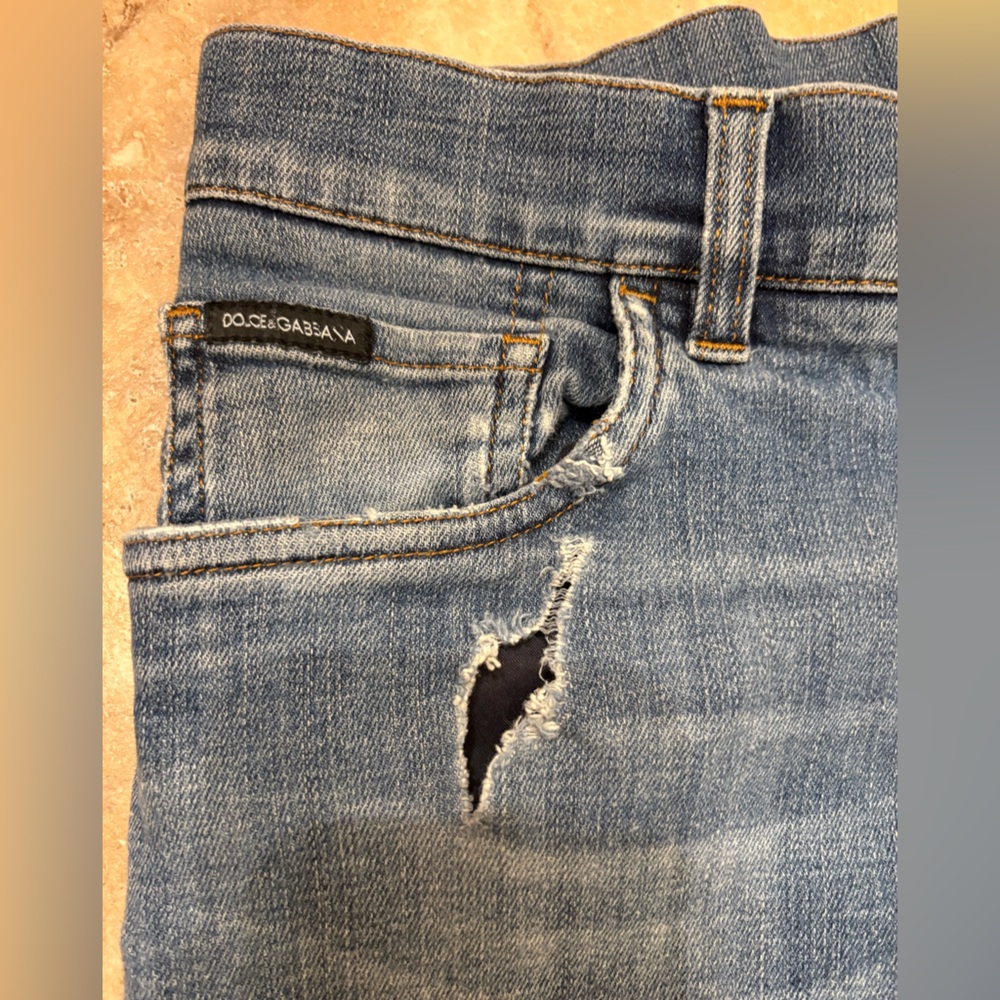 Dolce & Gabbana Logo Plaque Distressed Skinny Jeans Size 46  US Size 10 - Picture 6 of 16